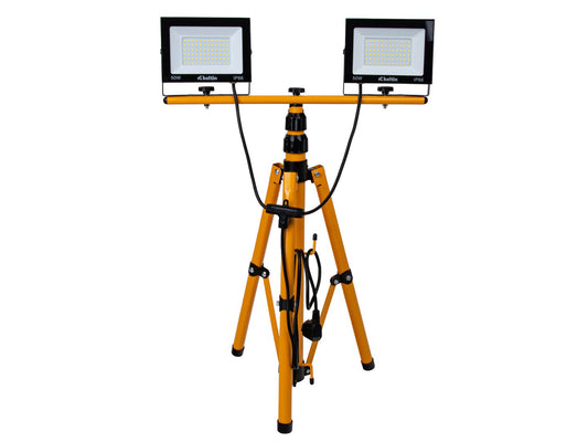 Proiector LED 2 x 50 W cu trepied telescopic, alb rece, 6500 K, Keltin K02053