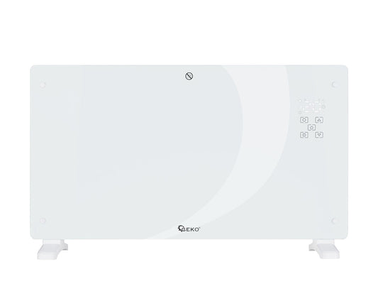 Convector alb din sticla cu afisaj LCD, telecomanda si Wi-fi, 2500 W, Geko G80446