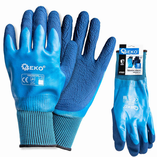 Manusi de lucru impermeabile, poliester / latex, marimea 11, Geko G75031
