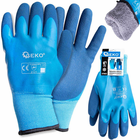 Manusi de iarna impermeabile izolate, bumbac / latex, marimea 8, Geko G75042