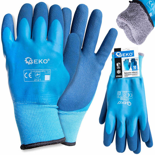 Manusi de iarna impermeabile izolate, bumbac / latex, marimea 10, Geko G75044