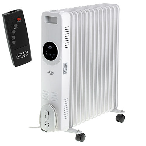 Radiator ulei cu telecomanda, 13 elementi, 2500 W, Adler AD7826