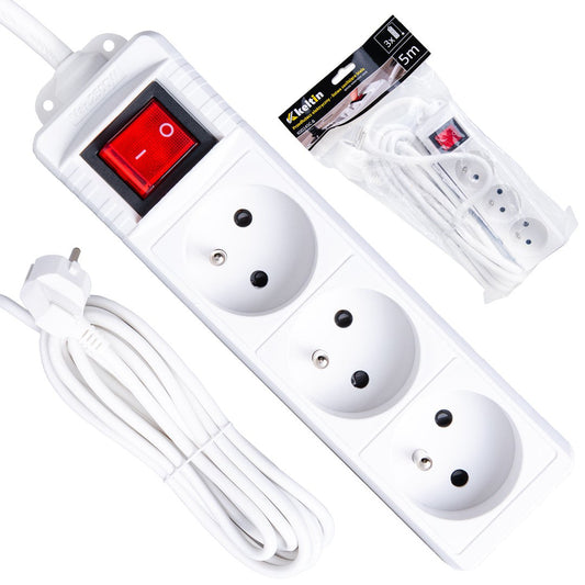 Prelungitor electric cu 3 prize, 3 m, alb, Keltin K00245C-B