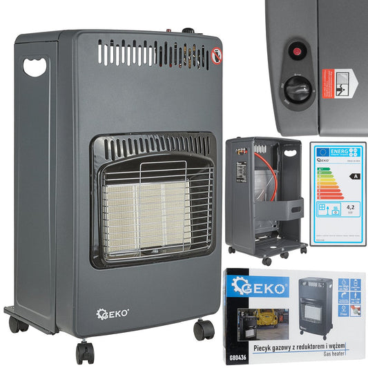 Incalzitor pe gaz cu reductor si furtun, 4.2 kW, Geko G80436