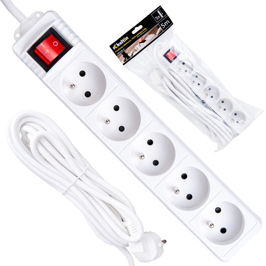Prelungitor electric cu 5 prize, 5 m, Keltin K00246C-B