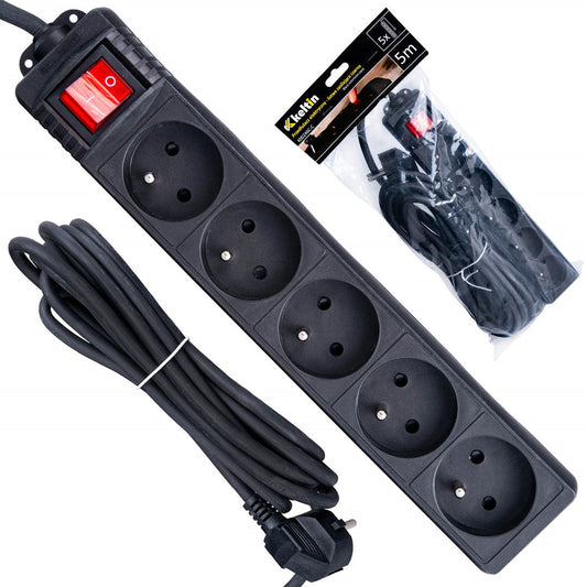 Prelungitor electric cu 5 prize, 5 m, Keltin K00246C-C