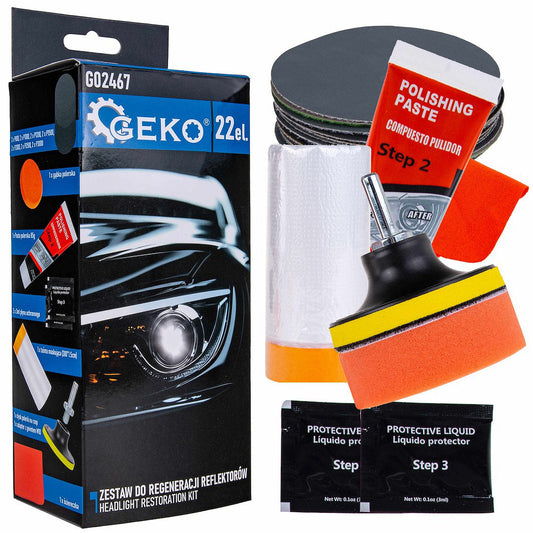 Kit reconditionare faruri, 22 elemente, Geko G02467