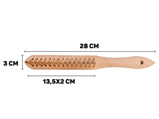 Perie de sarma pentru indepartarea ruginii, maner din lemn, peri de alama, Geko G00738