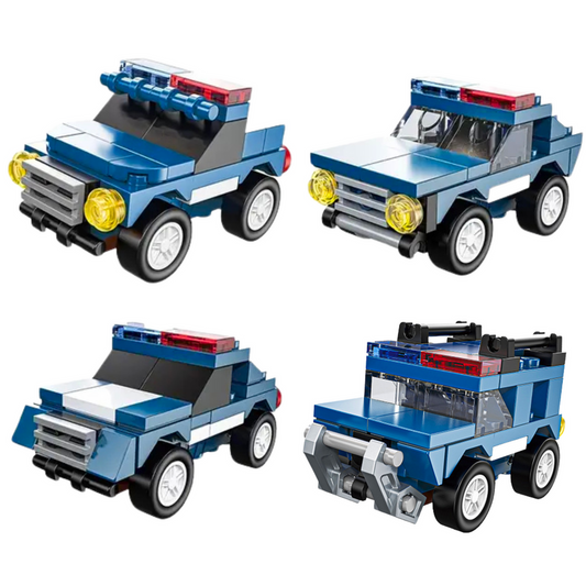 Set de constructie masina de politie, 47-49 piese, mecanism pull-back, 13 x 8.5 x 4 cm, Lean 24569