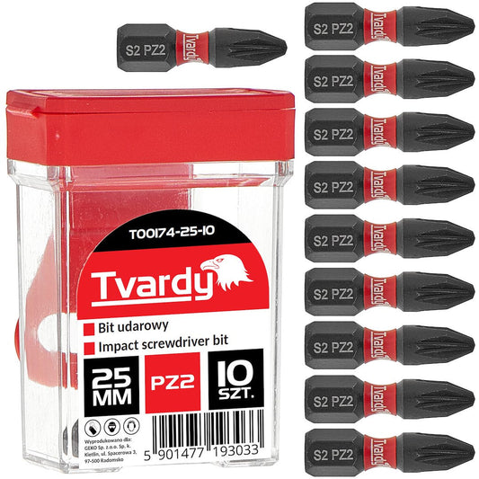 Set biti de impact PZ2, 25 mm S2, 10 bucati, Tvardy T00174-25-10