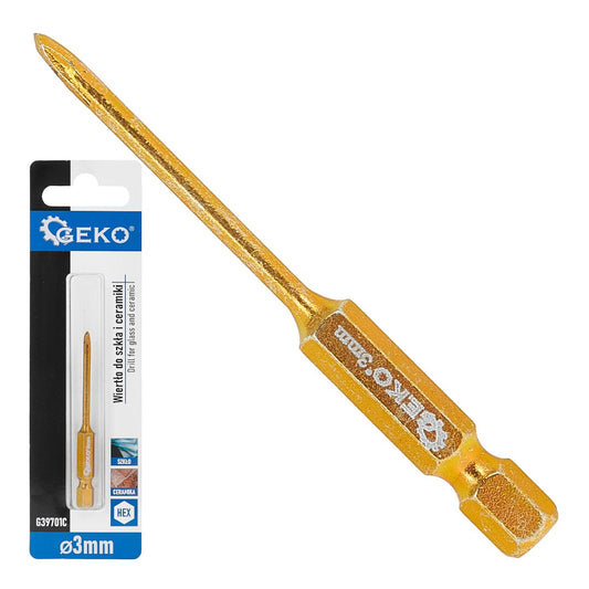 Burghiu pentru sticla si ceramica HEX, 3 mm, Geko G39701C
