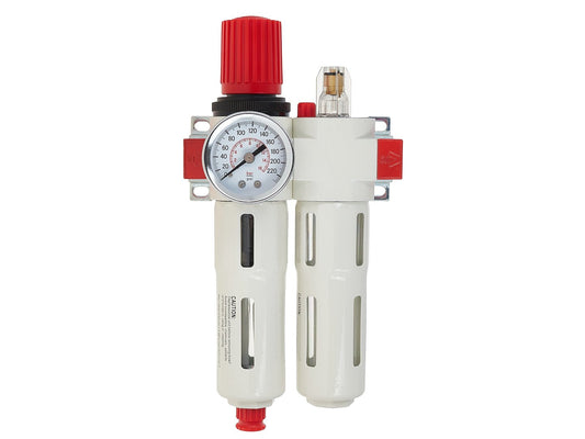 Bloc de preparare a aerului 1 / 4" cu filtru, separator de apa si lubrifiant, Tvardy T20023
