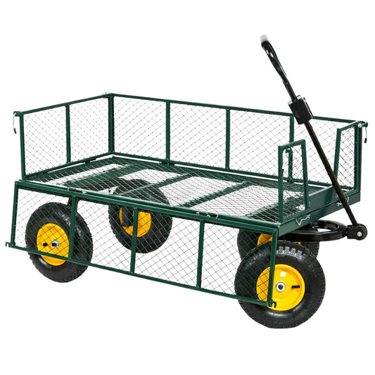 Carucior de gradina cu 4 roti pneumatice, 45 x 52 x 102 cm, capacitate maxima 200 kg, Lean 26735