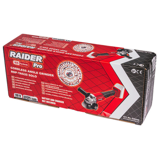 Polizor unghiular RDP-YAG20 Solo (fara acumulator si incarcator), 125 mm, Raider 030246