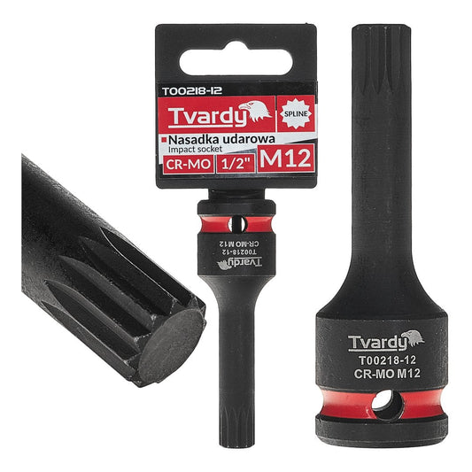 Cheie tubulara de impact SPLINE 1 / 2", M12, Cr-Mo, Tvardy T00218-12