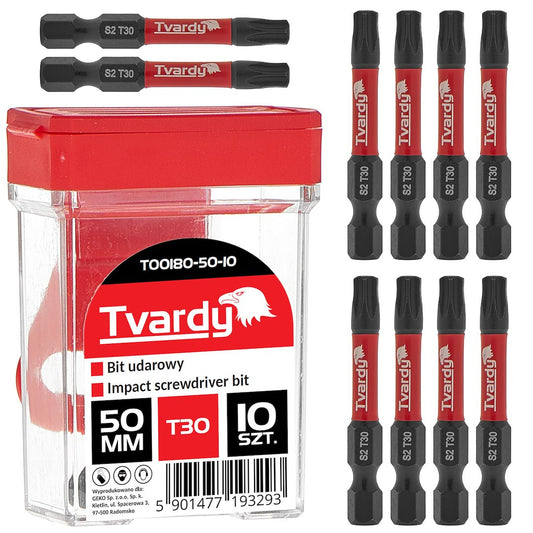 Set biti de impact T30, 50 mm S2, 10 bucati, Tvardy T00180-50-10