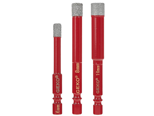 Set burghie diamantate pentru gresie HEX, 6-10 mm, 3 bucati, Geko G39715