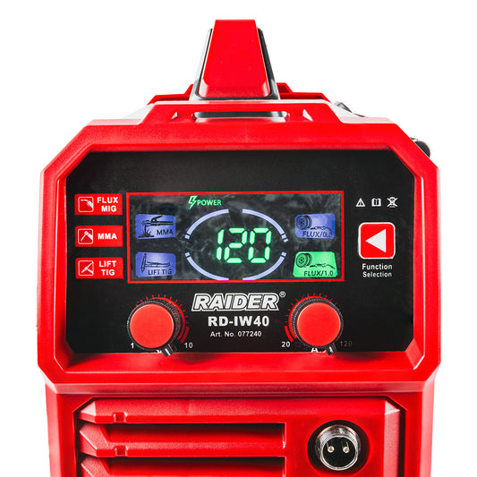 Aparat de sudura tip invertor MIG / MAG fara gaz si MMA RD-IW40 120 A, Raider 077240