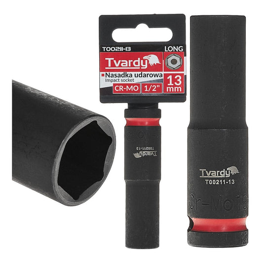 Cheie tubulara de impact lunga in 6 puncte 1 / 2", 13 mm, Cr-Mo, Tvardy T00211-13