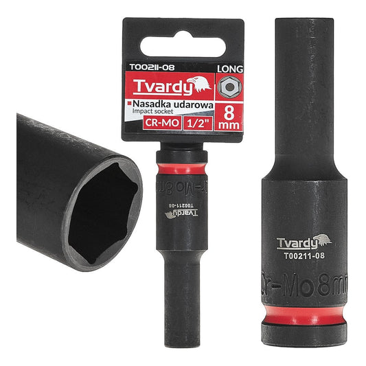 Cheie tubulara de impact lunga in 6 puncte 1 / 2", 8 mm, Cr-Mo, Tvardy T00211-08