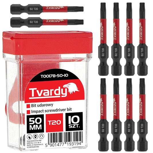 Set biti de impact T20, 50 mm S2, 10 bucati, Tvardy T00178-50-10