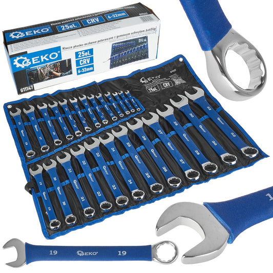 Set chei combinate cu maner de cauciuc, 6-32 mm, 25 bucati, Geko G11147
