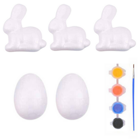 Set pictura oua si iepurasi polistiren, 5 piese, multicolor, 7 x 6 cm, Lean 21352