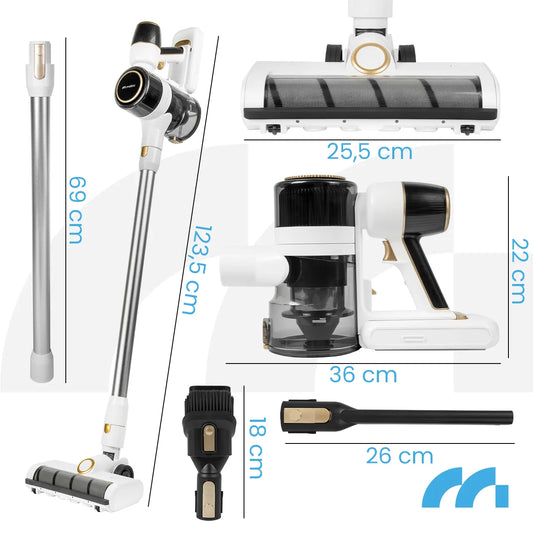 Aspirator vertical fara fir Turbocyclone PRO1000, 30 KPA, capacitate 600 ml, iluminare LED, set accesorii, MalTec 113250