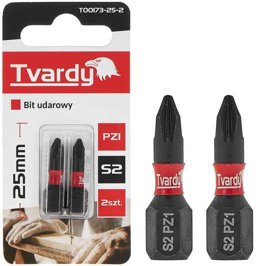 Set biti de impact PZ1, 25 mm, S2, 2 bucati, Tvardy T00173-25-2
