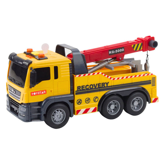 Camion de constructie cu macara, efecte luminoase si sonore, 25 x 11.5 x 8.5 cm, Lean 21452
