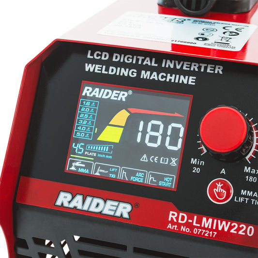 Aparat de sudura tip invertor RD-LMIW220, 180A, Raider 077217
