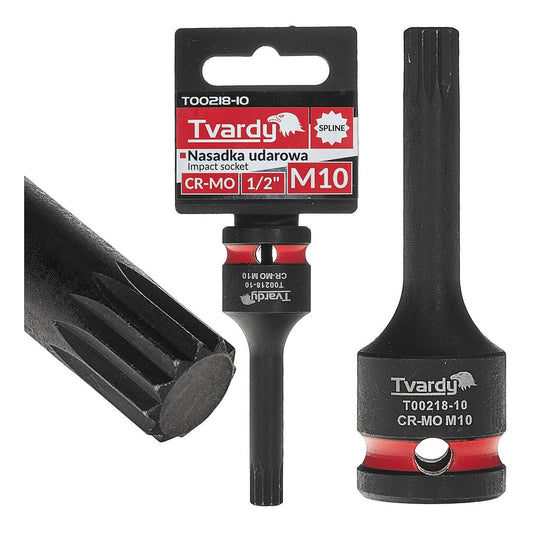 Cheie tubulara de impact SPLINE 1 / 2", M10, Cr-Mo, Tvardy T00218-10