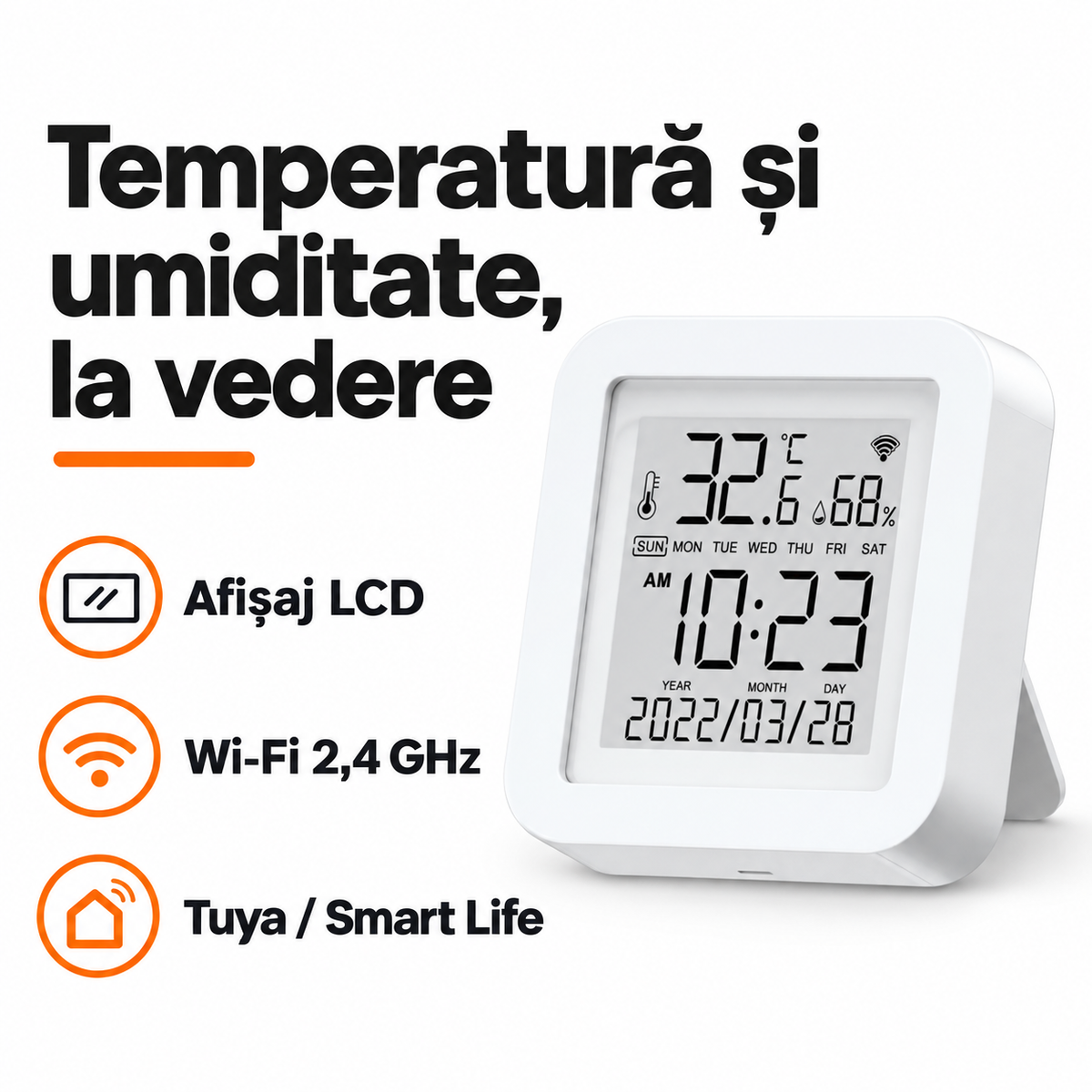 Harder HD0084: temperatură și umiditate pe LCD, Wi-Fi 2,4 GHz și integrare Tuya / Smart Life