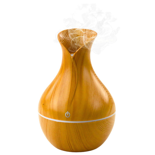Umidificator de aer cu difuzor aromaterapie, imitatie lemn, 130 ml, Lean 26784
