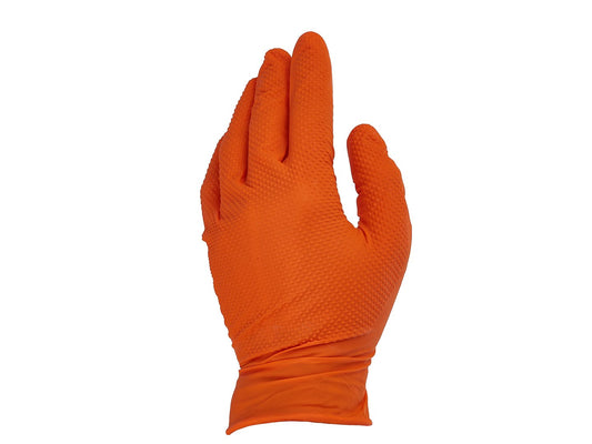 Manusi de protectie din nitril Solid Grip, portocaliu, marimea XXL, 50 bucati, Geko G75201-XXL