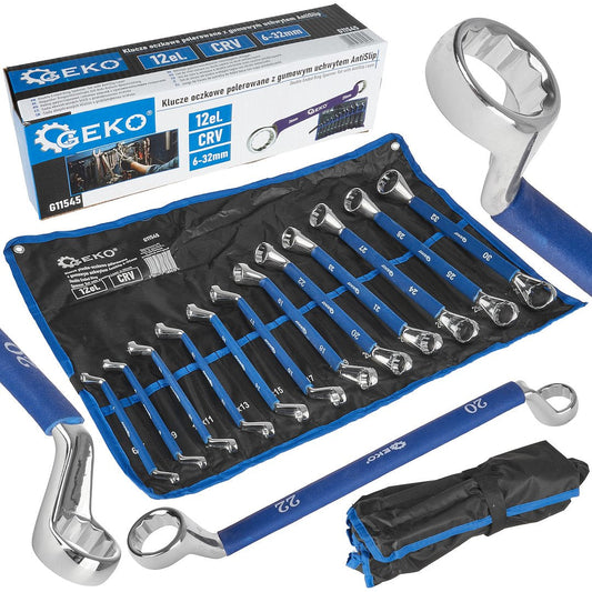 Set chei inelare cu maner antialunecare, 6-32 mm, 12 bucati, Cr-V, Geko G11545