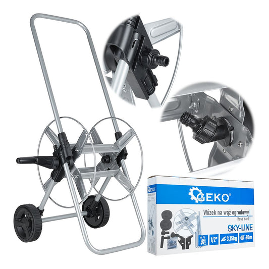 Carucior din metal pentru furtun de gradina Sky-Line, 1 / 2", 60 m, Geko G72967