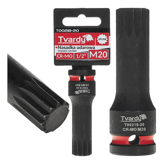 Cheie tubulara de impact SPLINE 1 / 2", M20, Cr-Mo, Tvardy T00218-20