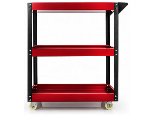 Carucior de atelier pentru scule cu 3 rafturi, capacitate maxima 136 kg, rosu, Ondragon LE223