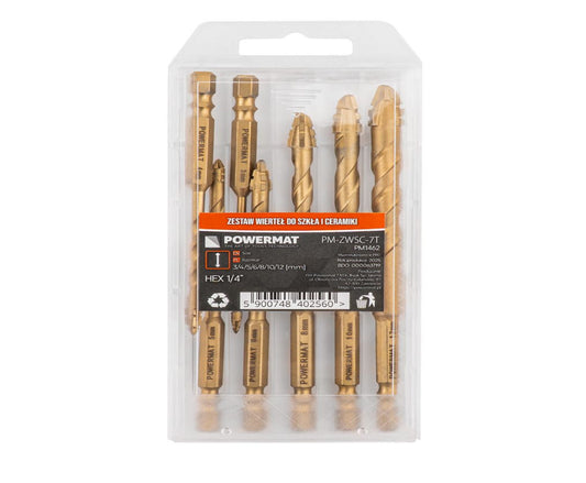 Set burghie pentru sticla PM-ZWSC-7T, 3-12 mm, 7 bucati, Powermat PM1462