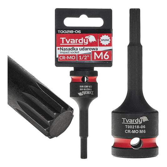 Cheie tubulara de impact SPLINE 1 / 2", M6, Cr-Mo, Tvardy T00218-06